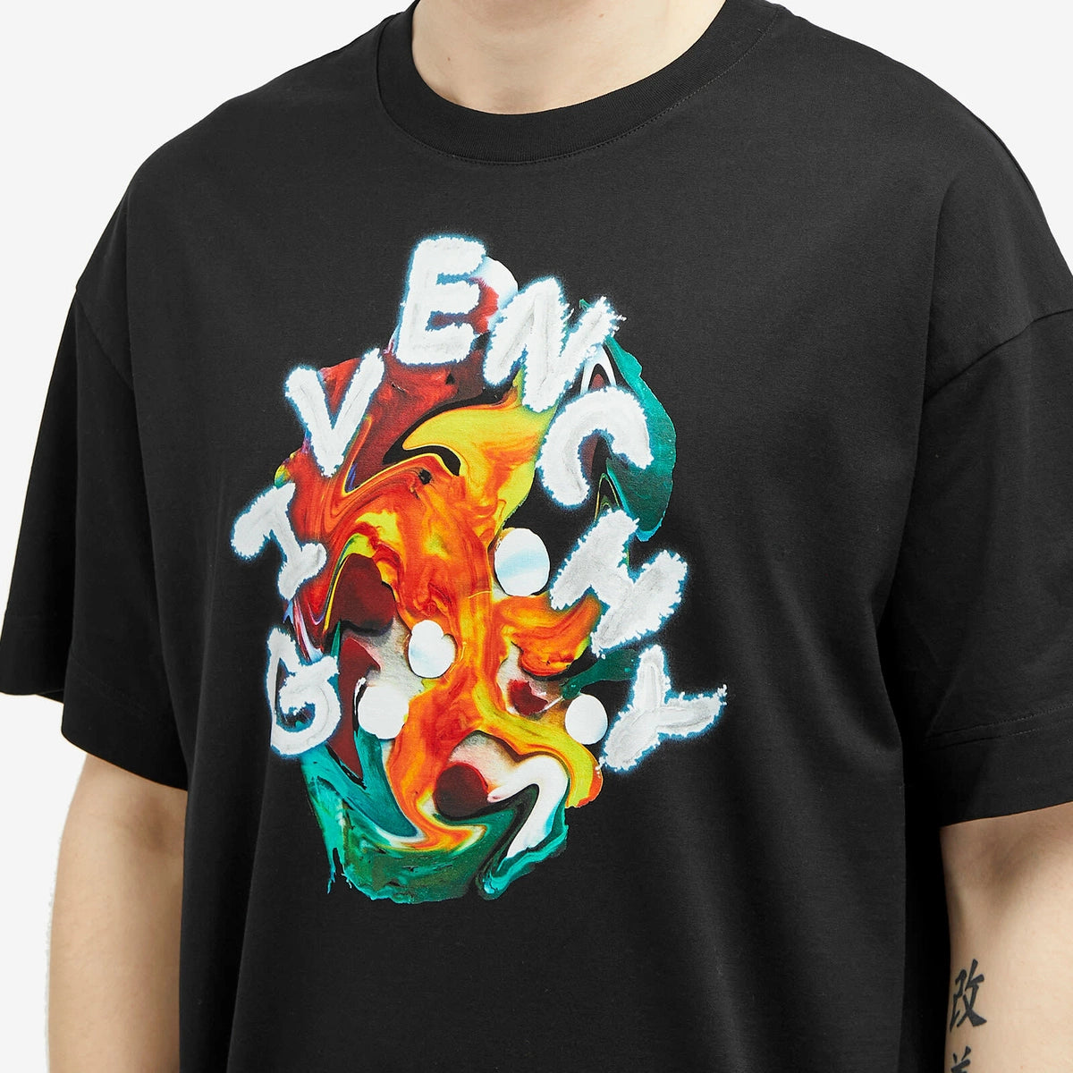 Givenchy Men's Paint Logo T-Shirt in Black