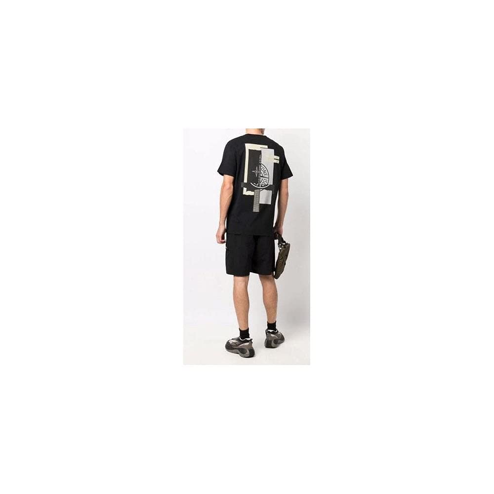 Stone Island Cotton Black Rear Printed Logo T-Shirt M Black