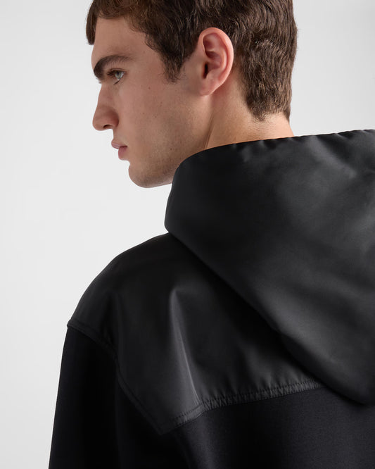 Cotton fleece and Re-Nylon hoodie