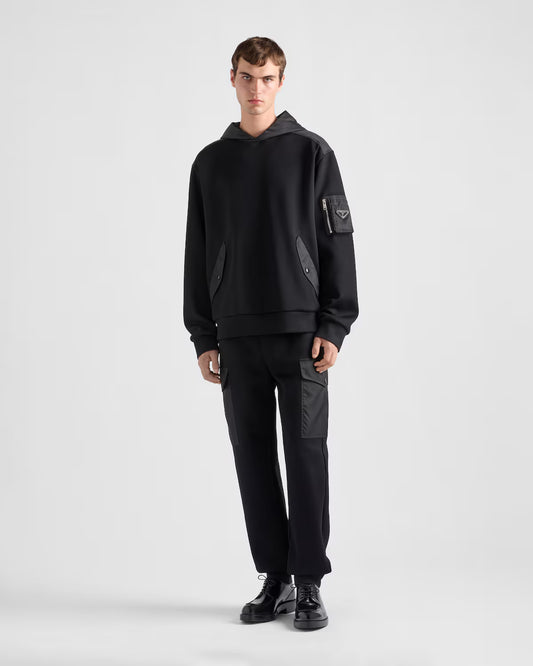 Cotton fleece joggers with Re-Nylon details
