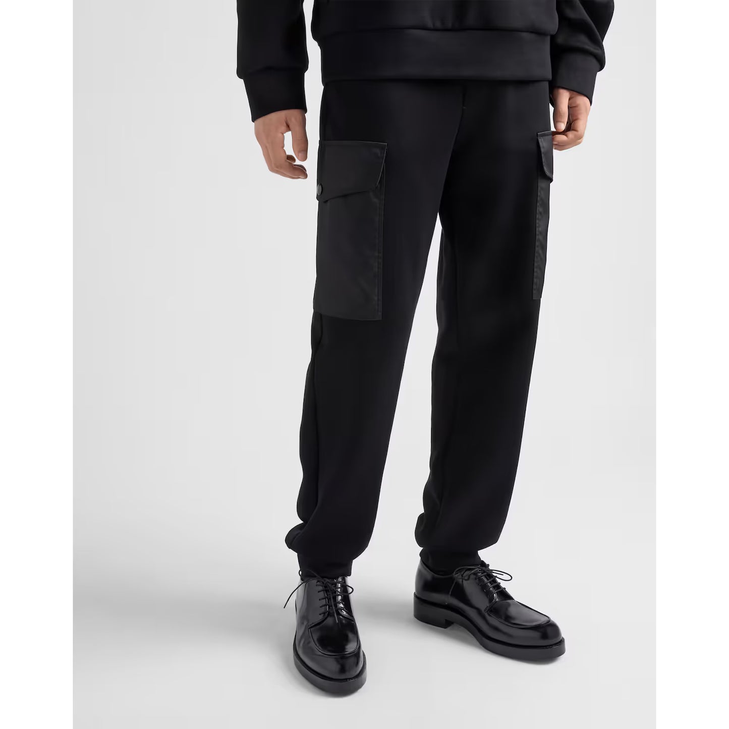 Cotton fleece joggers with Re-Nylon details
