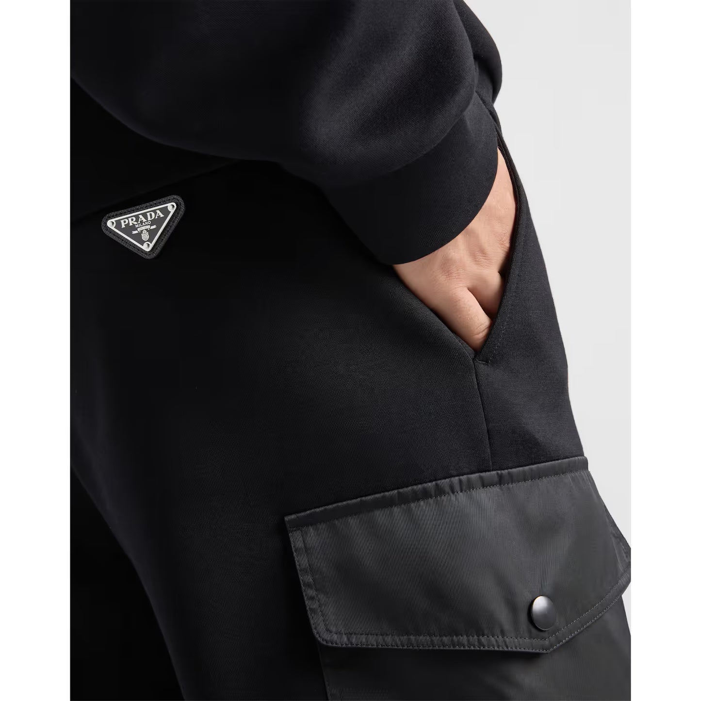 Cotton fleece joggers with Re-Nylon details
