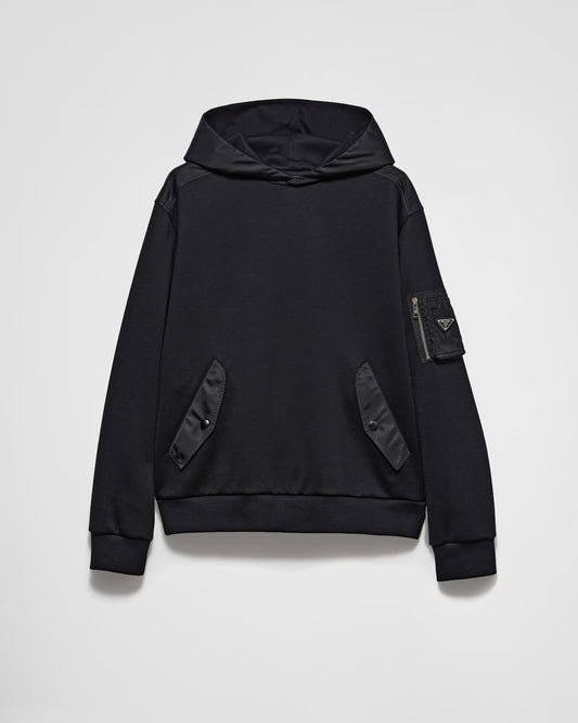 Cotton fleece and Re-Nylon hoodie