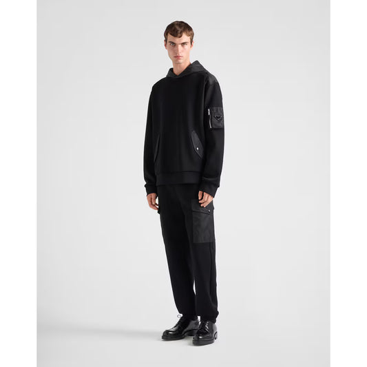 Cotton fleece and Re-Nylon hoodie