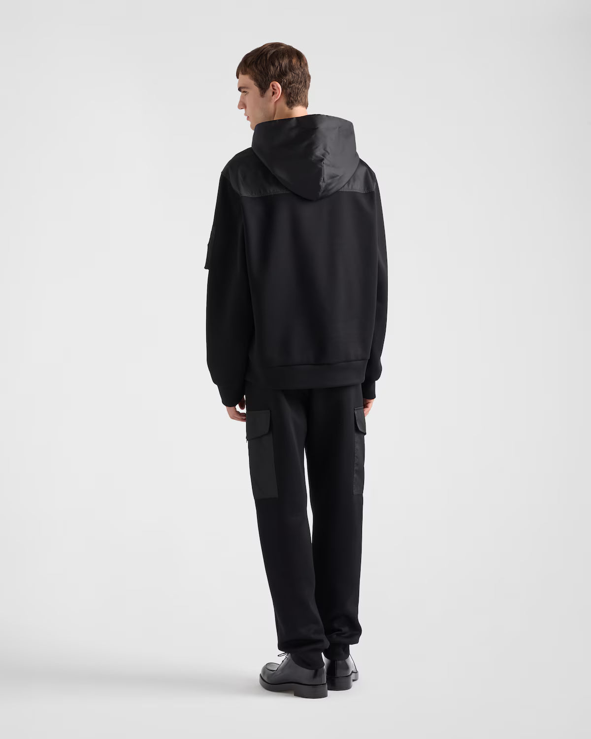 Cotton fleece and Re-Nylon hoodie